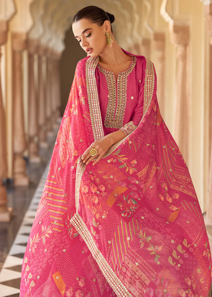 Pink Embroidered Gharara Suit