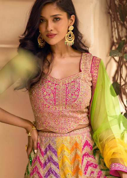Pink Multicolor Embroidered Palazzo Suit