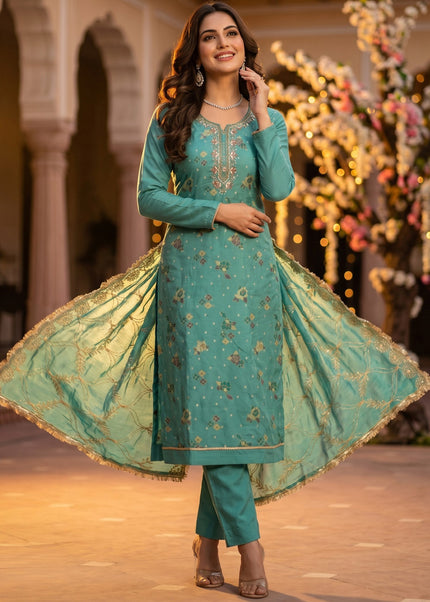 Cotton Printed and Embroidered Pant Style Suit Series