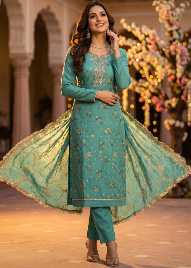 Cotton Printed and Embroidered Pant Style Suit Series