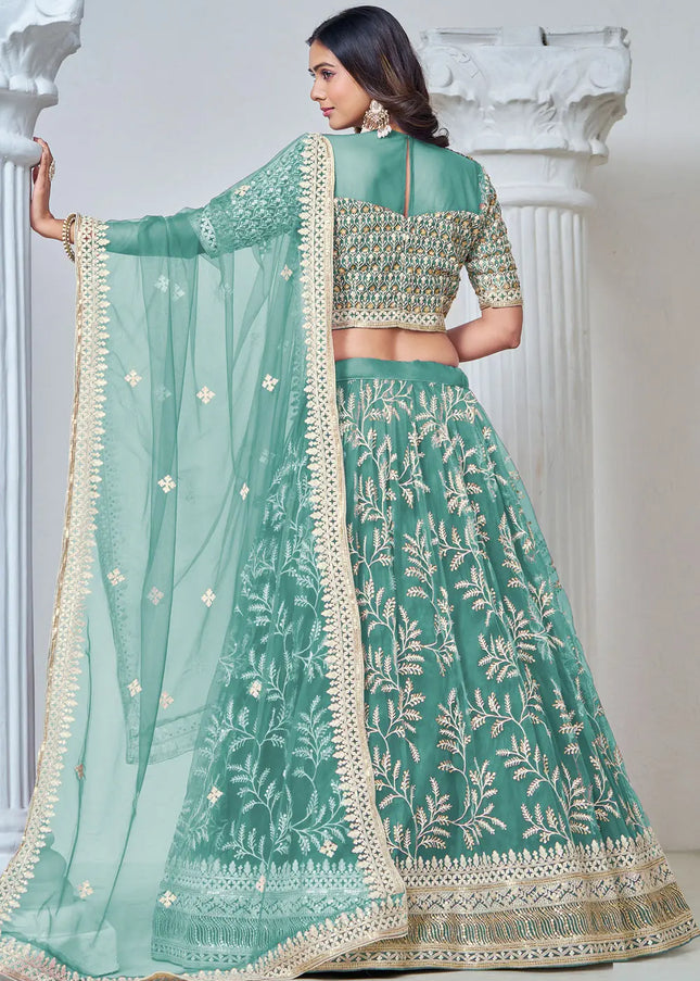 Sea Green Embroidered Lehenga Choli