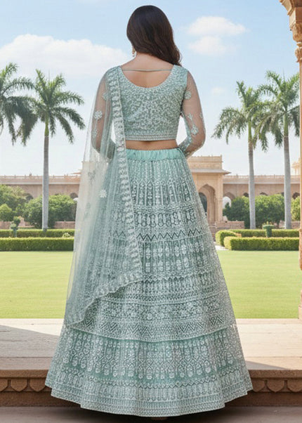 Sea Green Embroidered Lehenga Choli