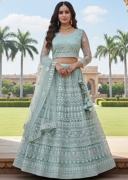 Sea Green Embroidered Lehenga Choli
