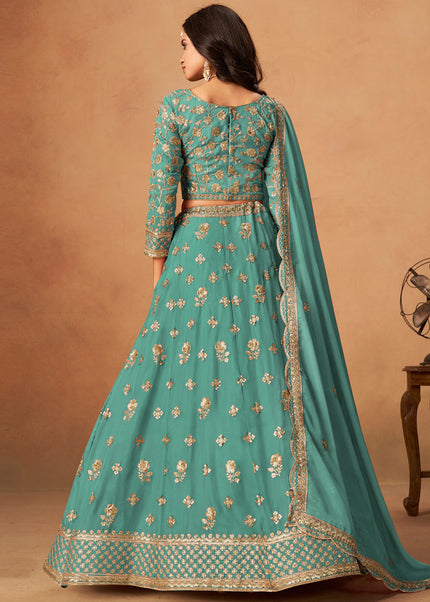 Sea Green Embroidered Lehenga Choli