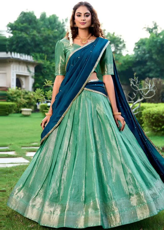 Sea Green Embroidered Lehenga Choli