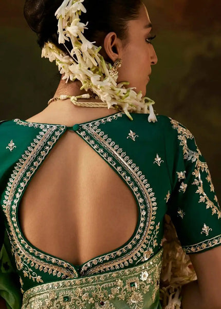 Green Embroidered Festive Saree