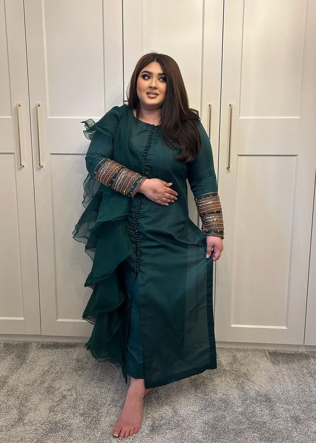 Jia | Bottle Green Embellished