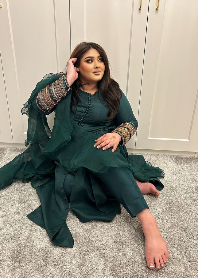 Jia | Bottle Green Embellished