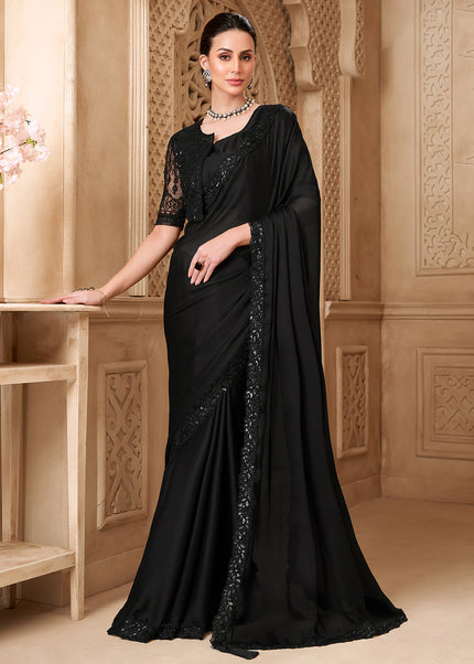 Black Embroidered Saree