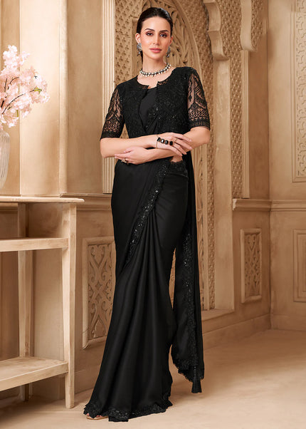 Black Embroidered Saree