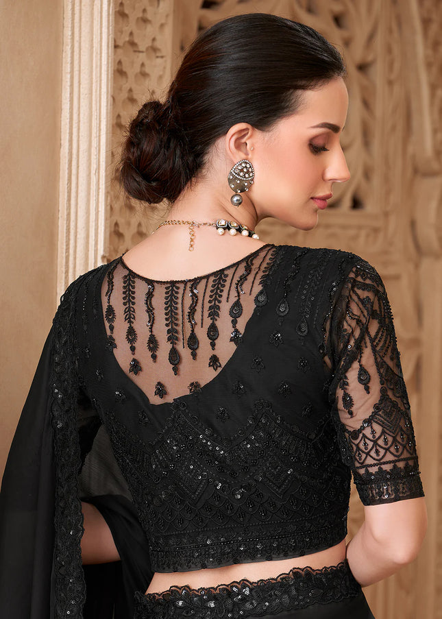 Black Embroidered Saree