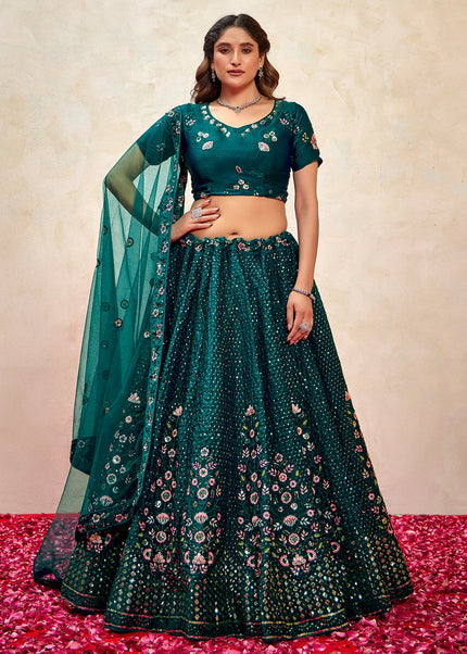 Teal Embroidered Lehenga Choli