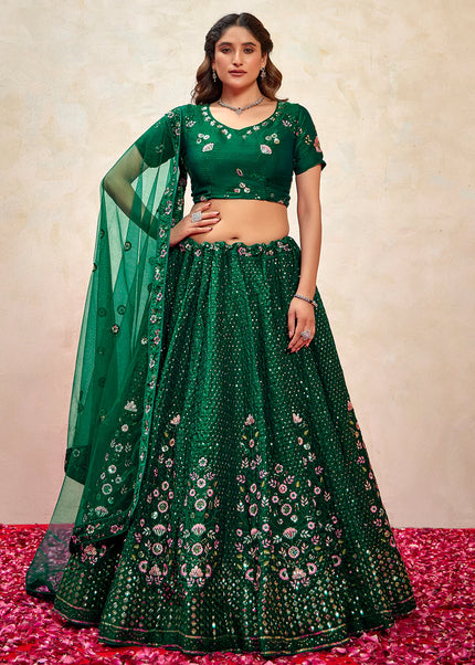 Green Embroidered Lehenga Choli
