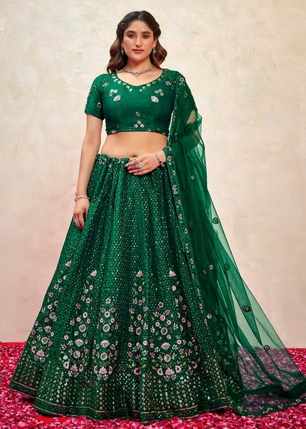 Green Embroidered Lehenga Choli