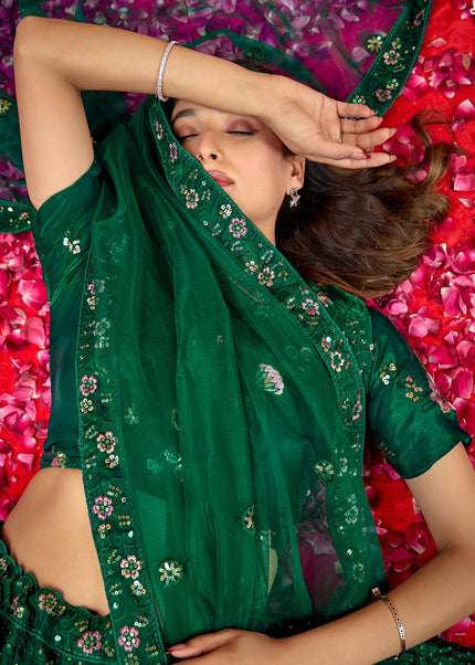 Green Embroidered Lehenga Choli