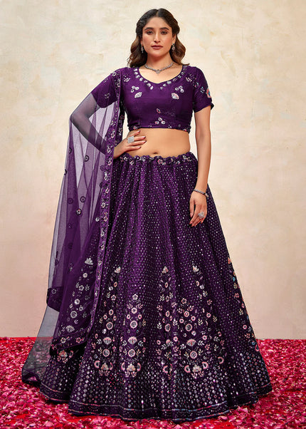 Purple Embroidered Lehenga Choli