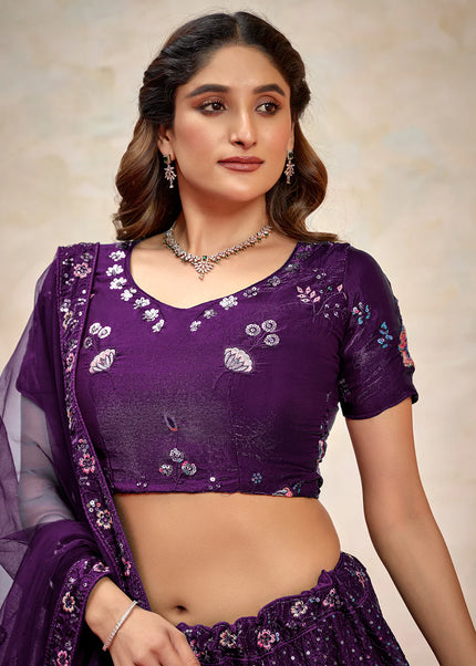 Purple Embroidered Lehenga Choli