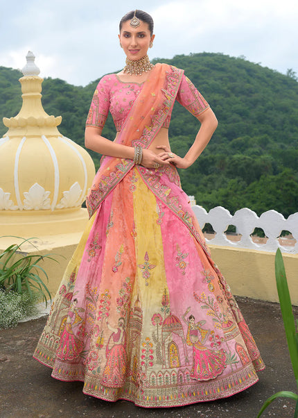Pink Embroidered Lehenga Choli