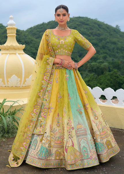 Green Embroidered Lehenga Choli