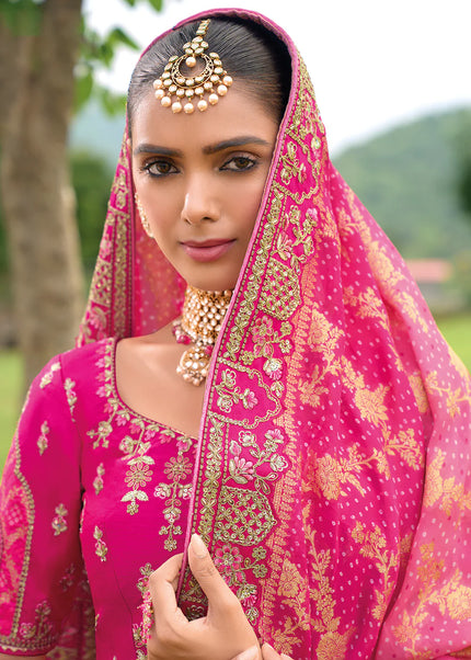Pink Embroidered Lehenga Choli