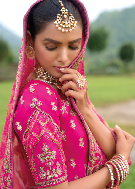 Pink Embroidered Lehenga Choli