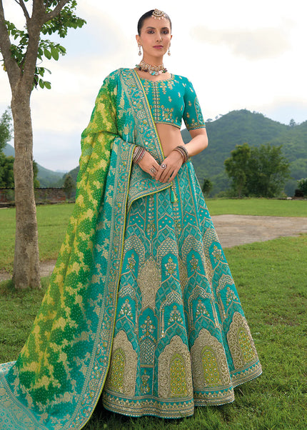Teal Embroidered Lehenga Choli