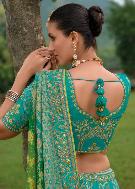 Teal Embroidered Lehenga Choli