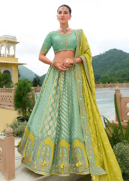 Sea Green Embroidered Lehenga Choli
