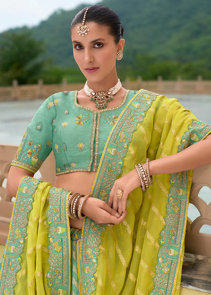 Sea Green Embroidered Lehenga Choli