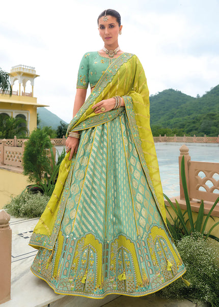 Sea Green Embroidered Lehenga Choli