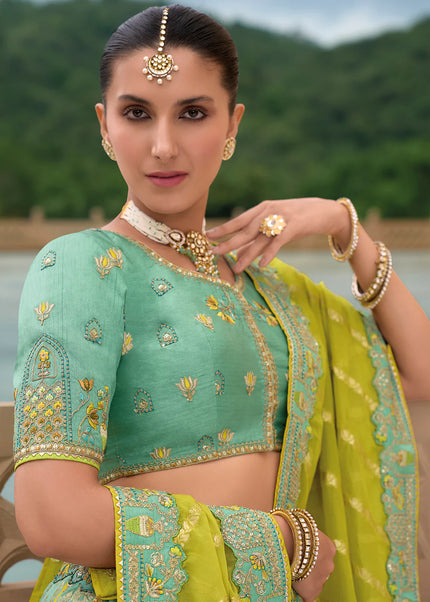 Sea Green Embroidered Lehenga Choli