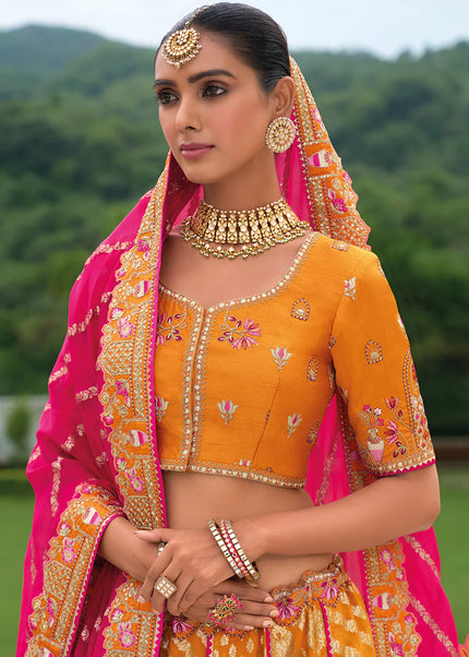 Mustard Embroidered Lehenga Choli
