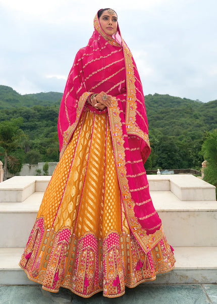 Mustard Embroidered Lehenga Choli