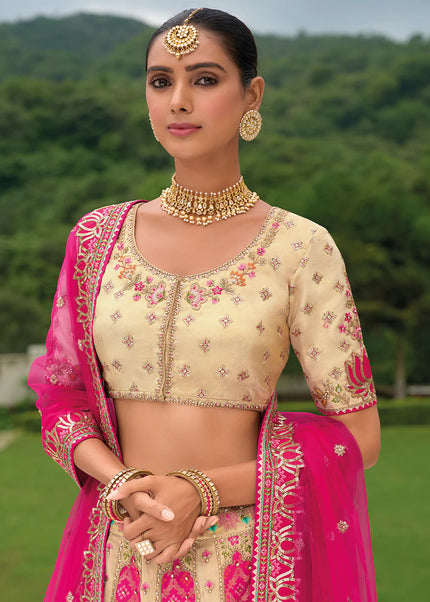 Beige Embroidered Lehenga Choli