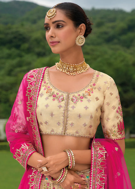Beige Embroidered Lehenga Choli