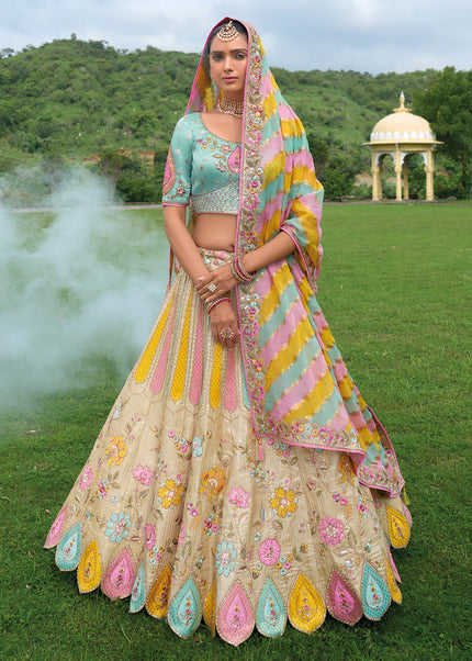 Sky Blue Embroidered Lehenga Choli