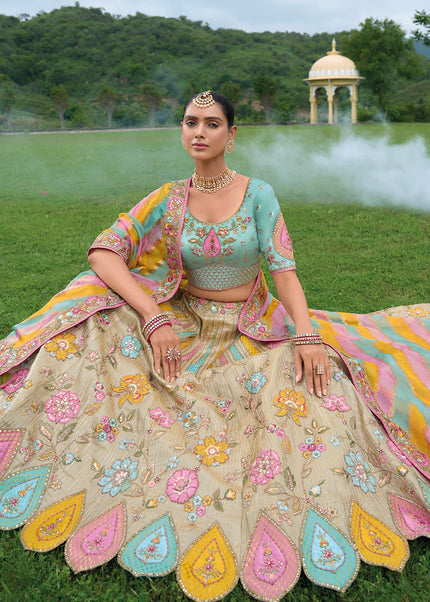 Sky Blue Embroidered Lehenga Choli