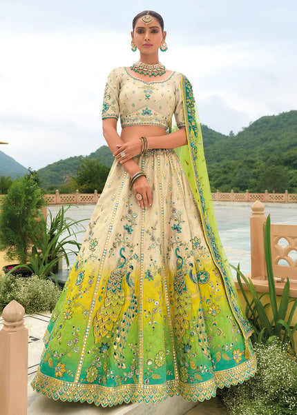 Cream Embroidered Lehenga Choli