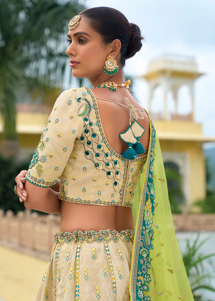 Cream Embroidered Lehenga Choli
