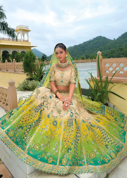 Cream Embroidered Lehenga Choli
