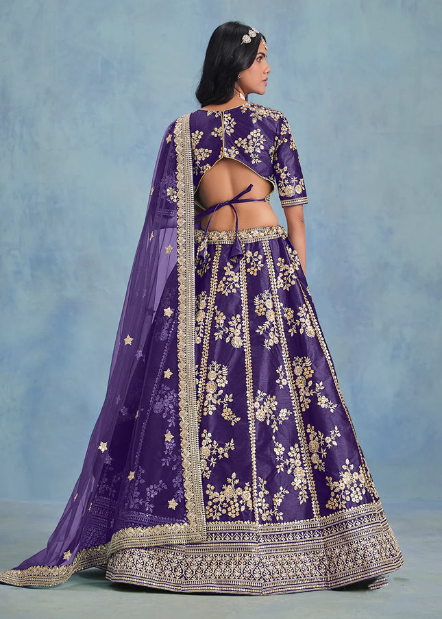 Purple Embroidered Lehenga Choli