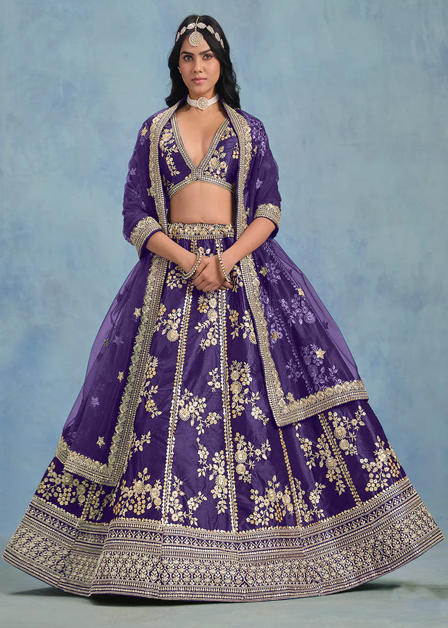 Purple Embroidered Lehenga Choli