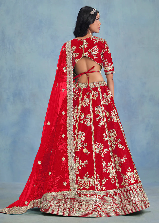 Red Embroidered Lehenga Choli