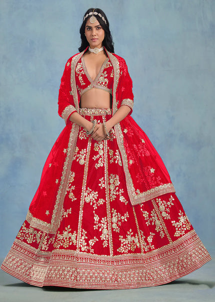 Red Embroidered Lehenga Choli