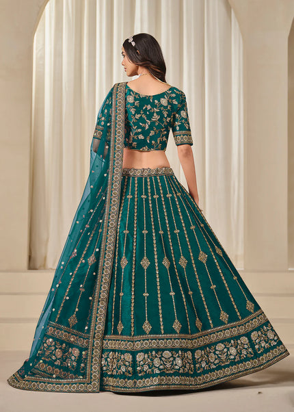 Teal Embroidered Lehenga Choli
