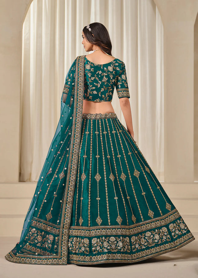 Teal Embroidered Lehenga Choli