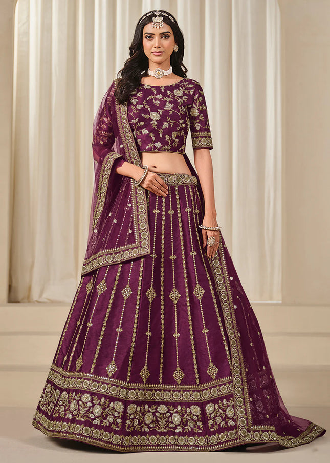 Purple Embroidered Lehenga Choli