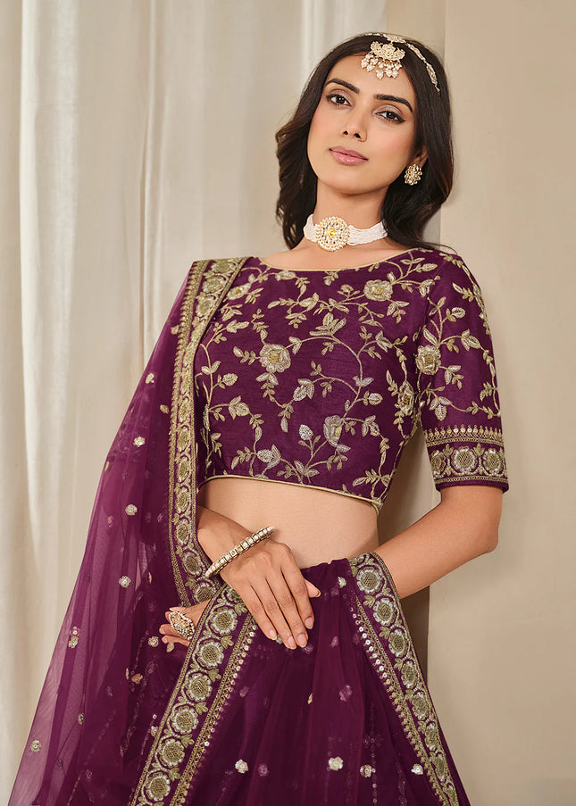 Purple Embroidered Lehenga Choli