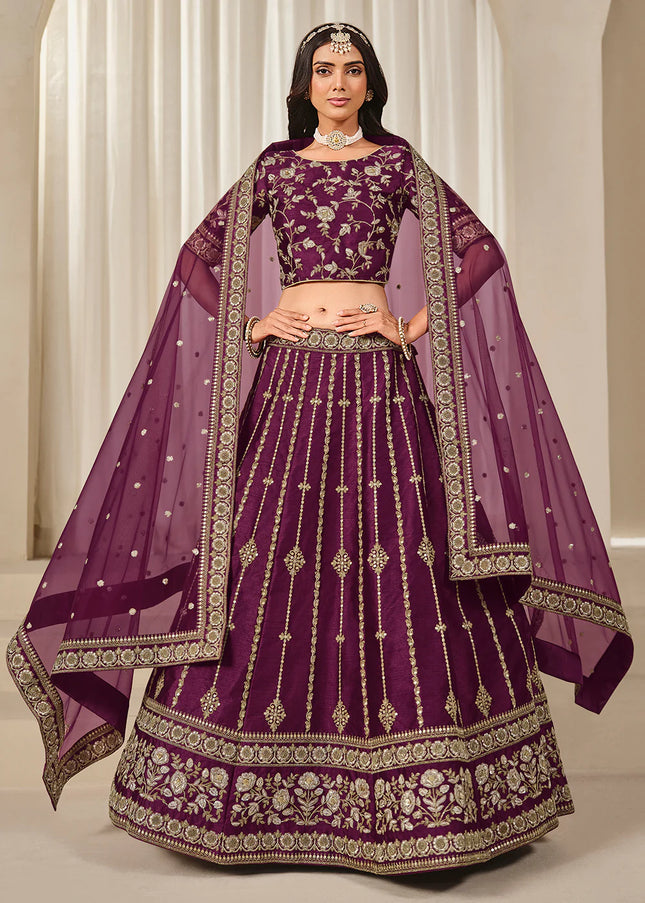 Purple Embroidered Lehenga Choli