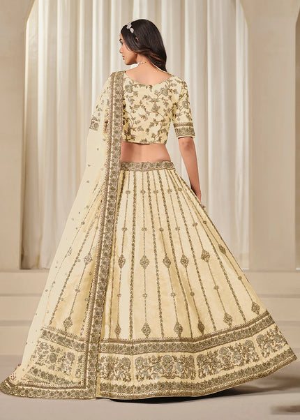 Cream Embroidered Lehenga Choli